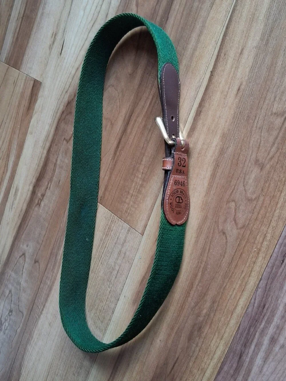 Dooney & Bourke Vintage Wool Surcingle  Belt Solid Brass Buckle Green Wool 32